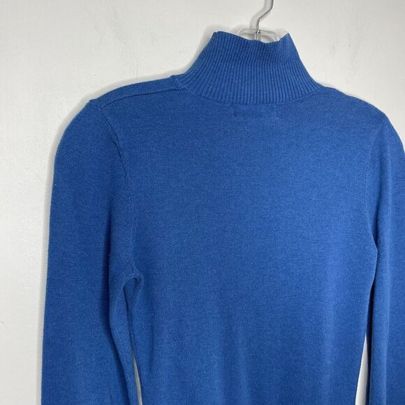 NICHOLAS Sweater Womens XS Blue Wool Cotton Cutout Pullover Turtleneck Allyah - Picture 8 of 12
